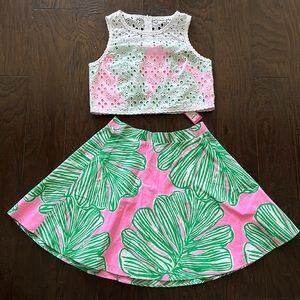 Lilly Pulitzer Mandevilla Baby Who Let the Fronde Out Crop Top Skirt